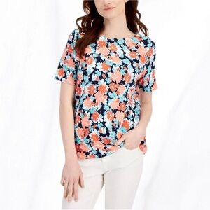Charter Club Pink & Blue Floral Top NWT